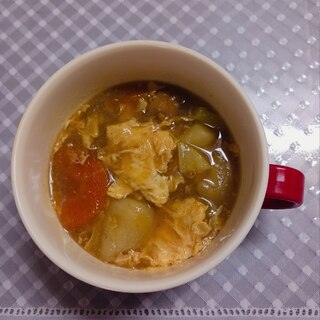 簡単♡リメイク♡卵ふんわりカレースープ(^q^)